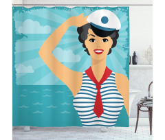 Smiling Sailor Girl Shower Curtain