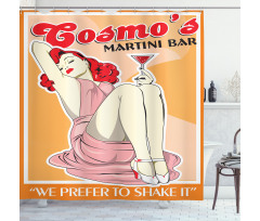 Retro Duş Perdesi Martini İçen Kadınlı Bir Bar Tanıtım Görseli