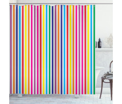 Vertical Stripes Print Shower Curtain