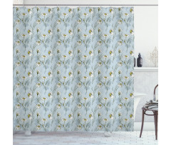 Floral Doodle Silhouette Shower Curtain