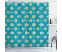 Chamomile Petals and Bees Shower Curtain