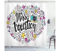 Miss Vacation Doodle Shower Curtain