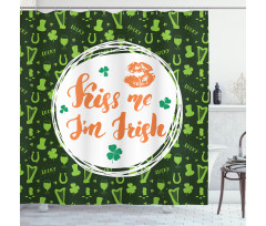 Kiss Me Im Irish Clovers Shower Curtain