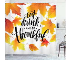 Autumn Thanksgiving Text Shower Curtain