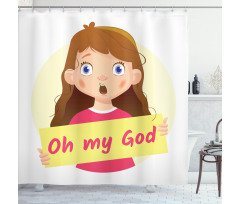Surprised Cartoon Girl Shower Curtain