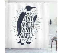 Penguin Waving Flipper Shower Curtain