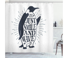 Penguin Waving Flipper Shower Curtain