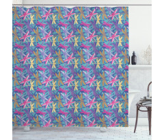 Grunge Colorful Bugs Shower Curtain