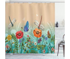 Flourishing Nature Bugs Shower Curtain