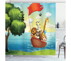 Funny Playful Animals Tree Shower Curtain