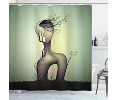 Surrealist Woman Shape Shower Curtain