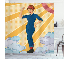 Woman Showing Fist Shower Curtain