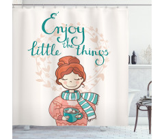 Winter Cartoon Woman Shower Curtain