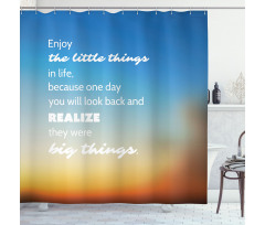 Slogan on Blurry Backdrop Shower Curtain