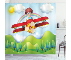 Boy in Sky Sunny Day Shower Curtain