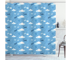 Kids Boys Aviation Shower Curtain