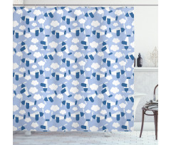 Retro Planes Clouds Shower Curtain