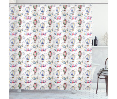 Watercolor Air Balloon Shower Curtain