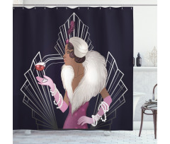 Fur Collar Lady Shower Curtain