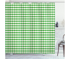 Green White Gingham Shower Curtain