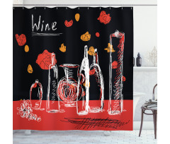 Wine Bottles and Decanter Shower Curtain