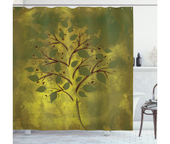 Tiny Tree with Lobed Leaf Shower Curtain