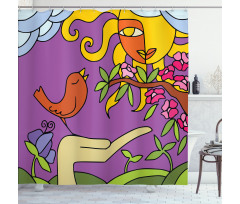 Tweeting Tiny Birds Shower Curtain