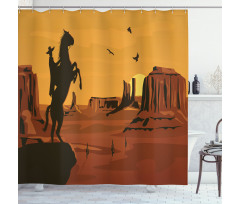 Sunset Scene and Cowboy Shower Curtain