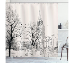 Walking People Winter Shower Curtain