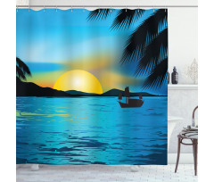 Calm Sunrise Fishing Boat Shower Curtain