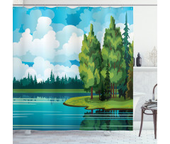 Forest Lake Clouds Shower Curtain