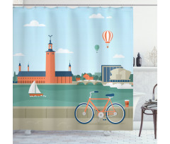 Stockholm Sweden Bicycle Shower Curtain