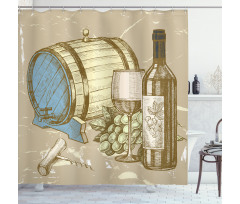 Vintage Themed and Grapes Shower Curtain