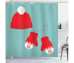 Pair of Mittens Hat Shower Curtain