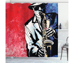 Musician Playing Saxophone Shower Curtain