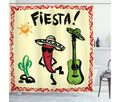 Mexican Party Red Pepper Shower Curtain
