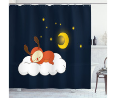 Reindeer Sleeping in Sky Shower Curtain