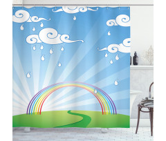 Sun Beams Behind a Hill Shower Curtain