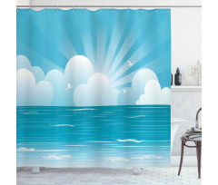 Rising Sun and Seagulls Shower Curtain