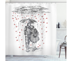 Couple on Rainy Day Shower Curtain