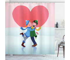 Winter Love Theme Shower Curtain