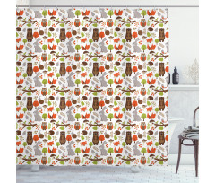 Small Forest Hedgehog Shower Curtain