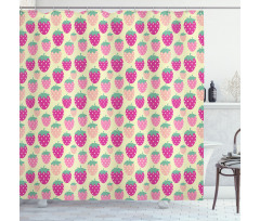 Pink Shade Fruits Shower Curtain