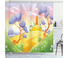 Cartoon Style Tower Shower Curtain