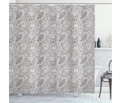 Flowers with Leaves Shower Curtain