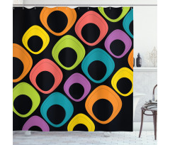 Colorful Oval Motifs Shower Curtain