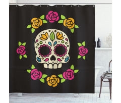 Floral Wreath Skull Shower Curtain