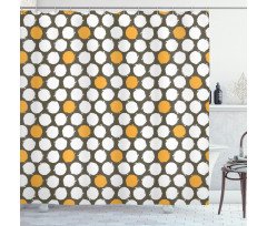 Bicolor Grunge Style Dots Shower Curtain