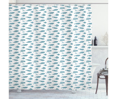 Exotic Ocean Fauna Pattern Shower Curtain