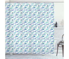 Doodle Baby Fish Group Shower Curtain